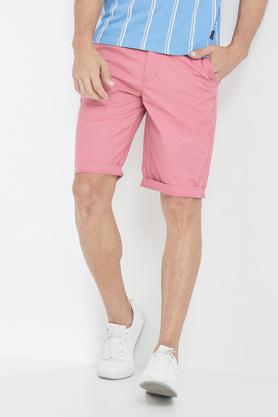 solid cotton stretch mens shorts - peach