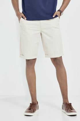solid cotton stretch mens shorts - stone