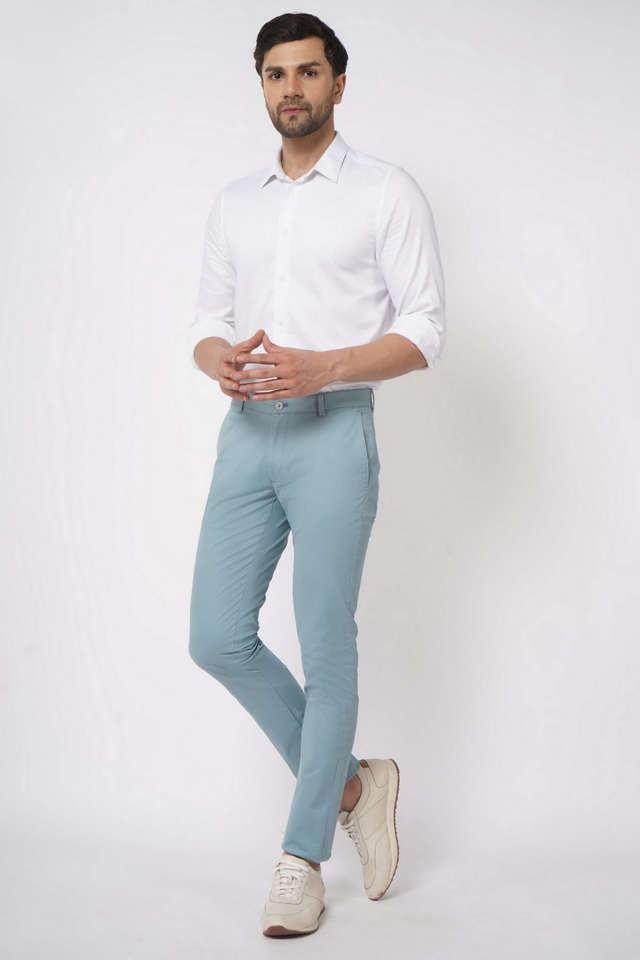 solid cotton super slim fit mens casual trousers