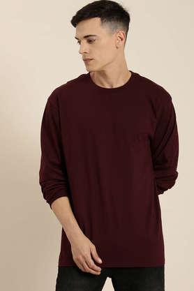 solid cotton tailored fit men's oversized t-shirt - wine