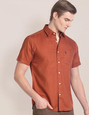 solid cotton tailored shirt