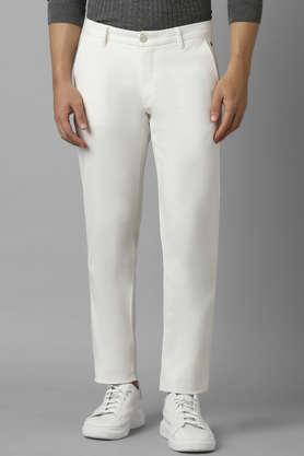 solid cotton tapered fit men's trousers - white