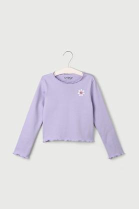 solid cotton turtle neck girls top - lilac