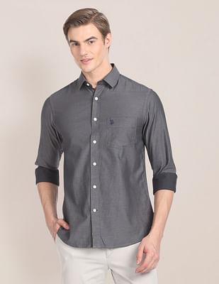 solid cotton twill shirt