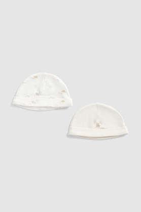 solid cotton unisex caps - white