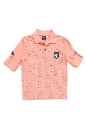solid cotton v neck boys t-shirt - peach