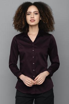 solid cotton v neck womens work wear shirt - mauve