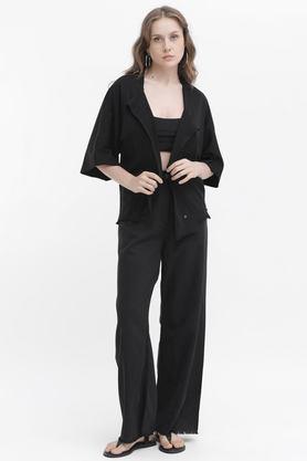 solid cotton women's casual wear shrug - black