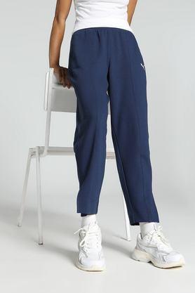 solid cotton women's joggers - blue