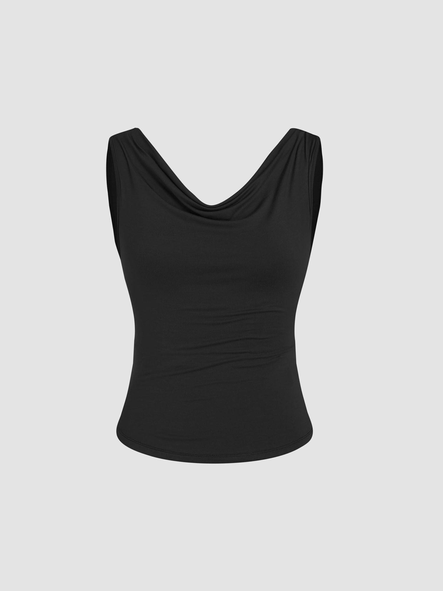 solid cowl neck tank top