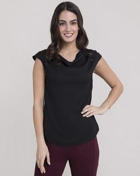 solid cowl-neck top