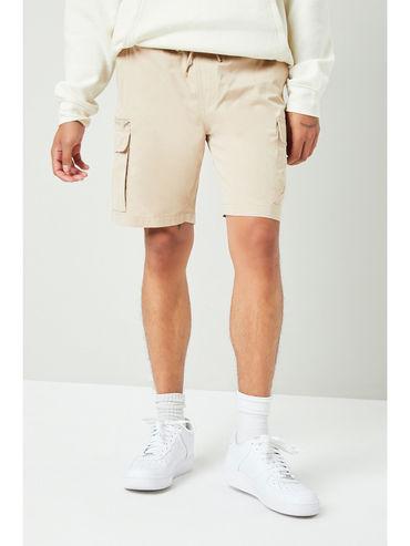 solid cream shorts