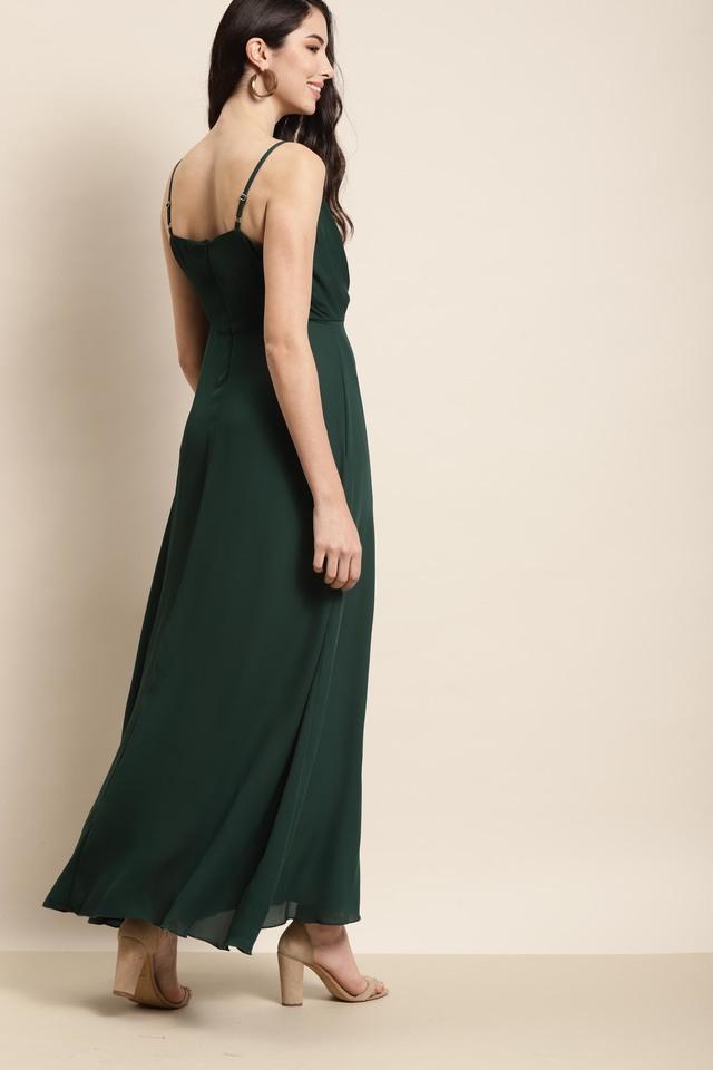 solid crepe v neck womens maxi dress