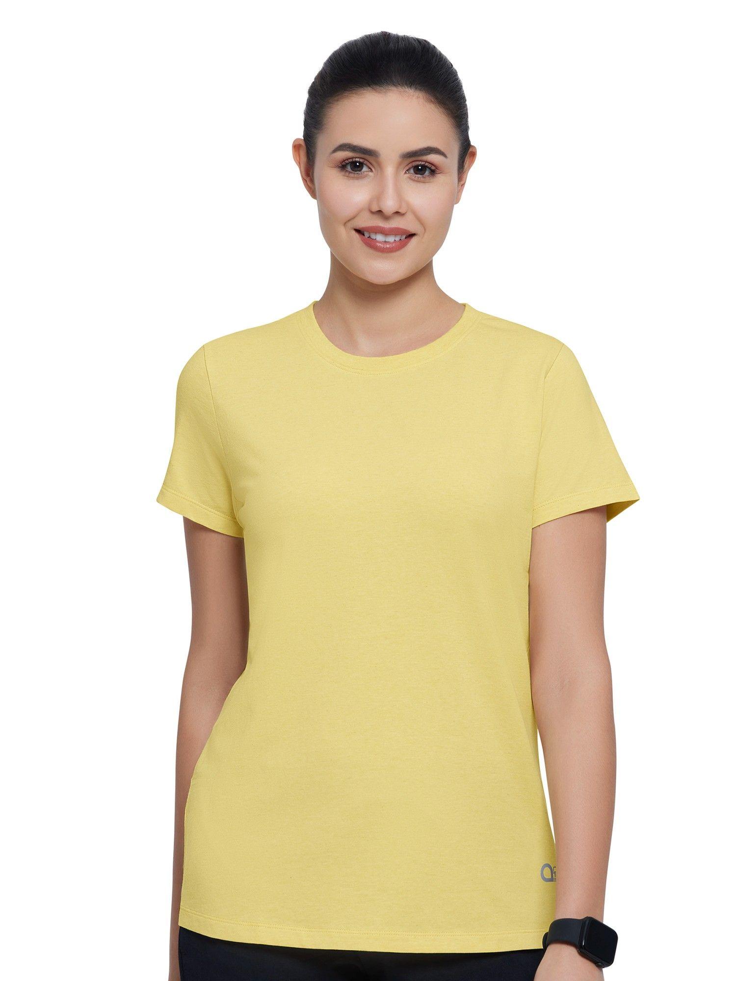 solid crew neck short sleeves t-shirt - yellow