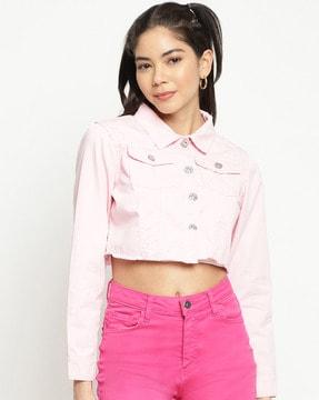 solid crop jacket