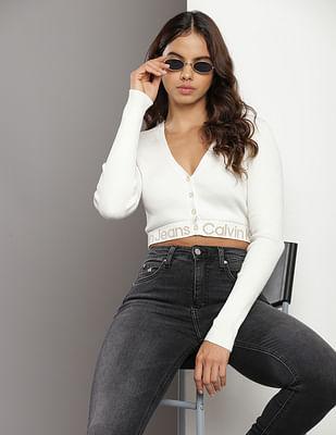 solid cropped sweater