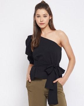 solid cuffed-sleeve top