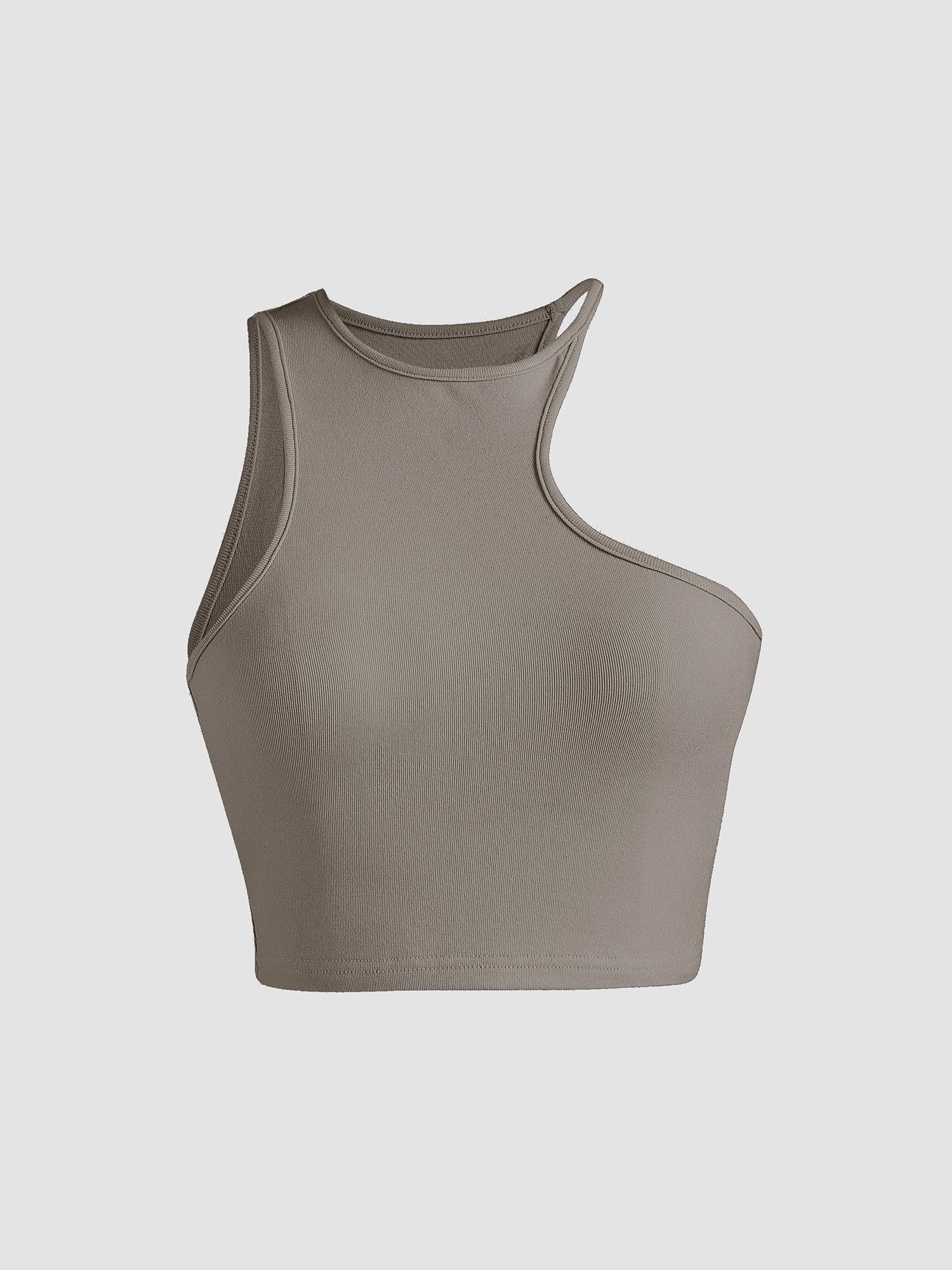 solid cut out asymmetrical tank top