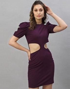 solid cut-out bodycon dress