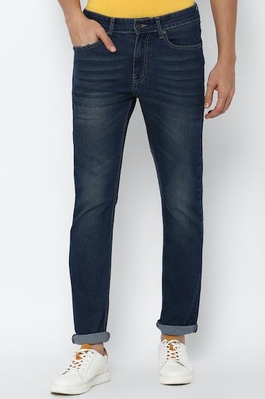 solid dark ankle-length slim fit jeans