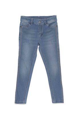 solid denim  regular fit girls jeans - blue