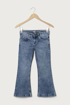 solid denim bootcut fit girls jeans - stone