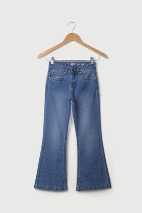 solid denim bootcut fit girls jeans - stone