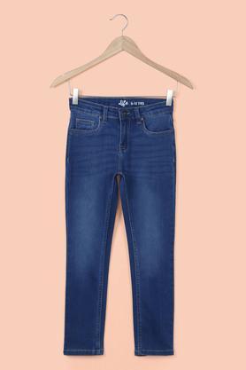 solid denim girl's jeans - mid stone