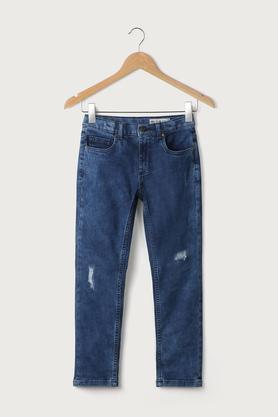 solid denim regular fit boys jeans - indigo