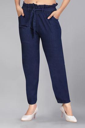 solid denim regular fit girls jeans - navy