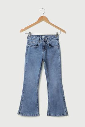 solid denim regular fit girls jeans - stone