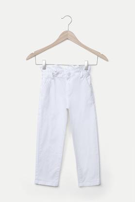 solid denim regular fit girls jeans - white