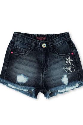 solid denim regular fit girls shorts - denimex