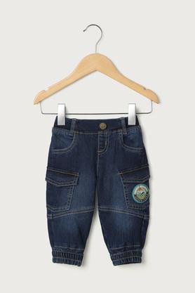 solid denim regular fit infant boys jeans - mid stone