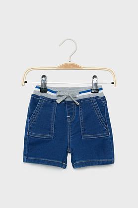 solid denim regular fit infant boys shorts - indigo