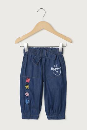 solid denim regular fit infant girls jeans - mid stone