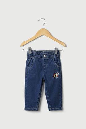 solid denim regular fit infant girls jeans - mid stone