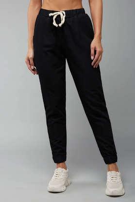 solid denim regular fit women's joggers - black