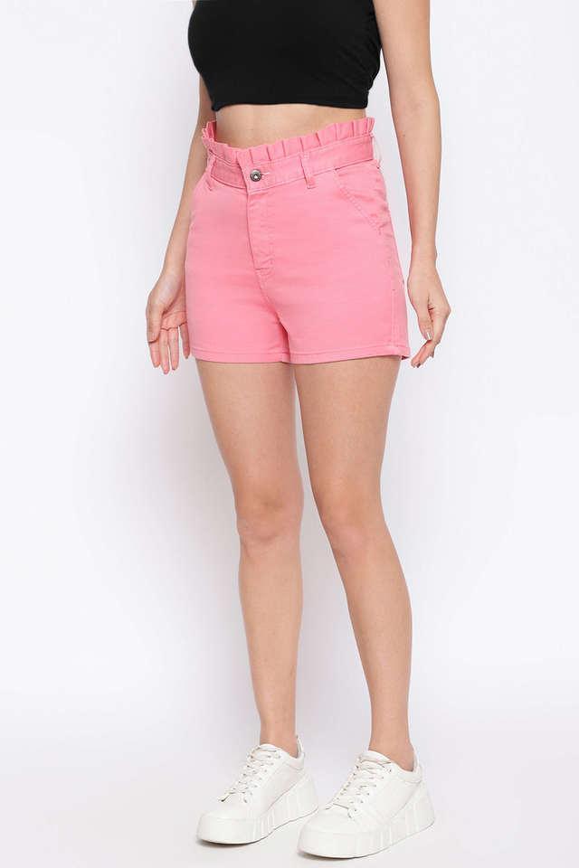 solid denim regular fit womens shorts