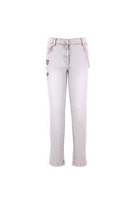 solid denim regular girls jeans - grey