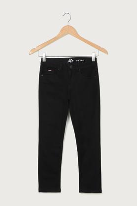 solid denim skinny fit girls jeans - black