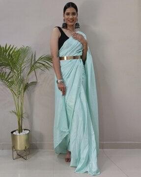 solid design chiffon ready to wear saree