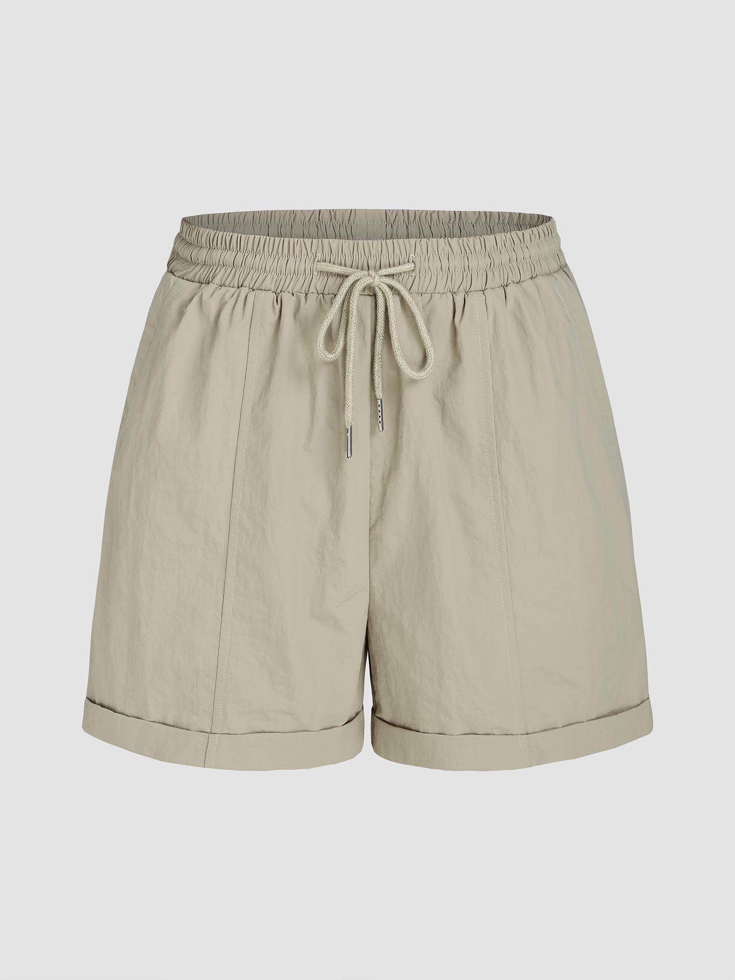 solid drawstring mini shorts