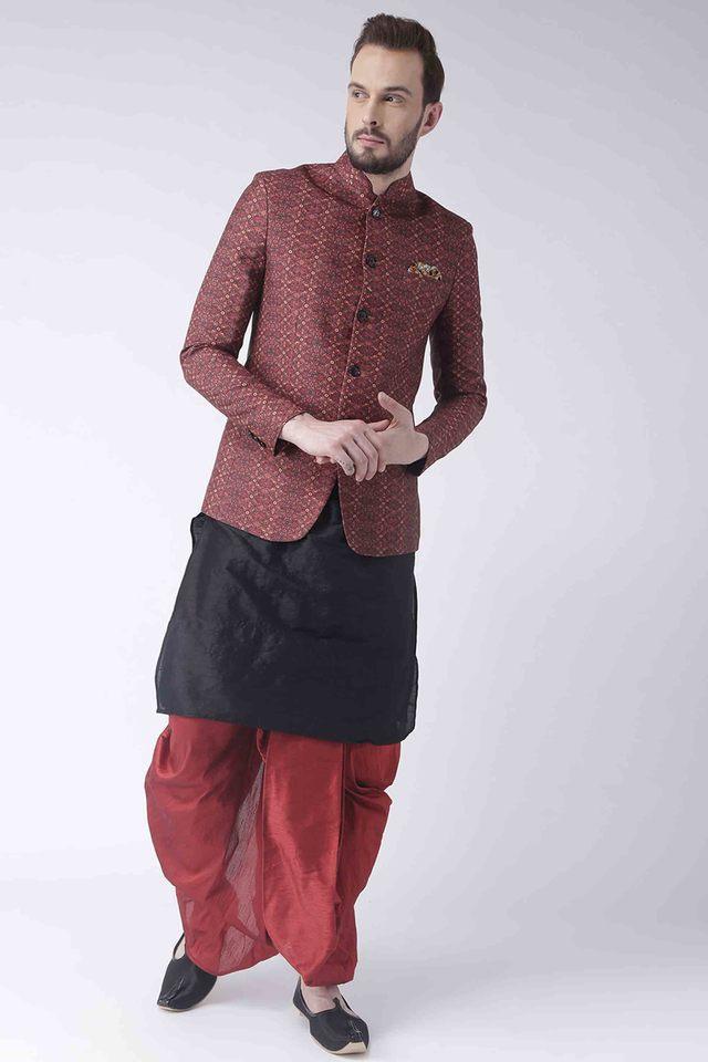 solid dupion silk mens occasion wear kurta set