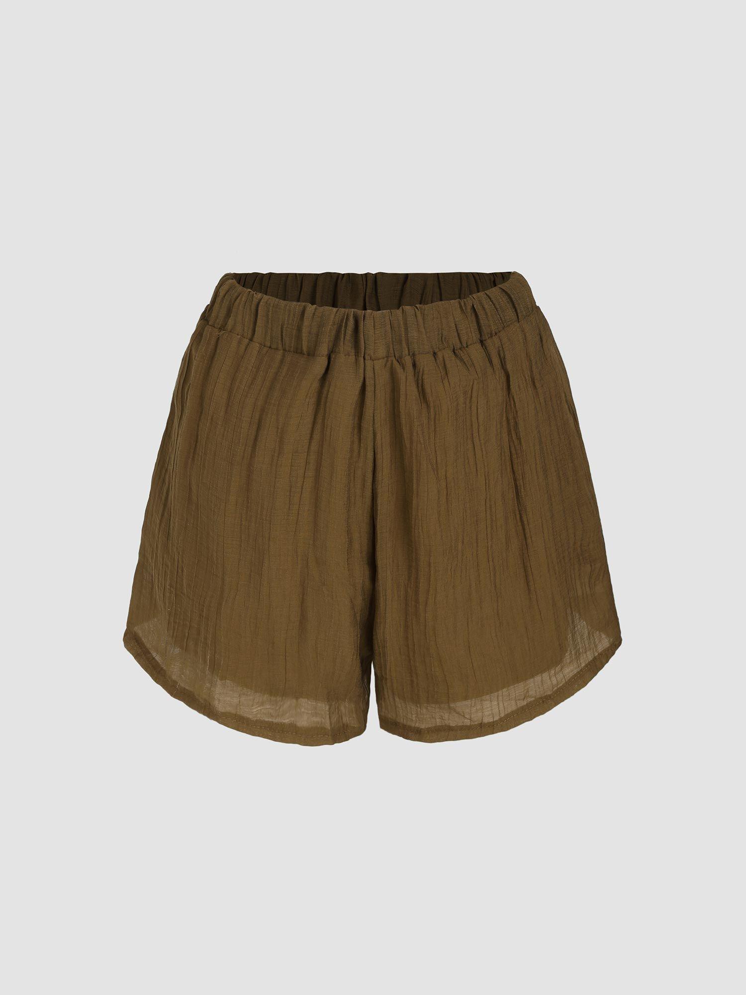 solid elastic mini shorts