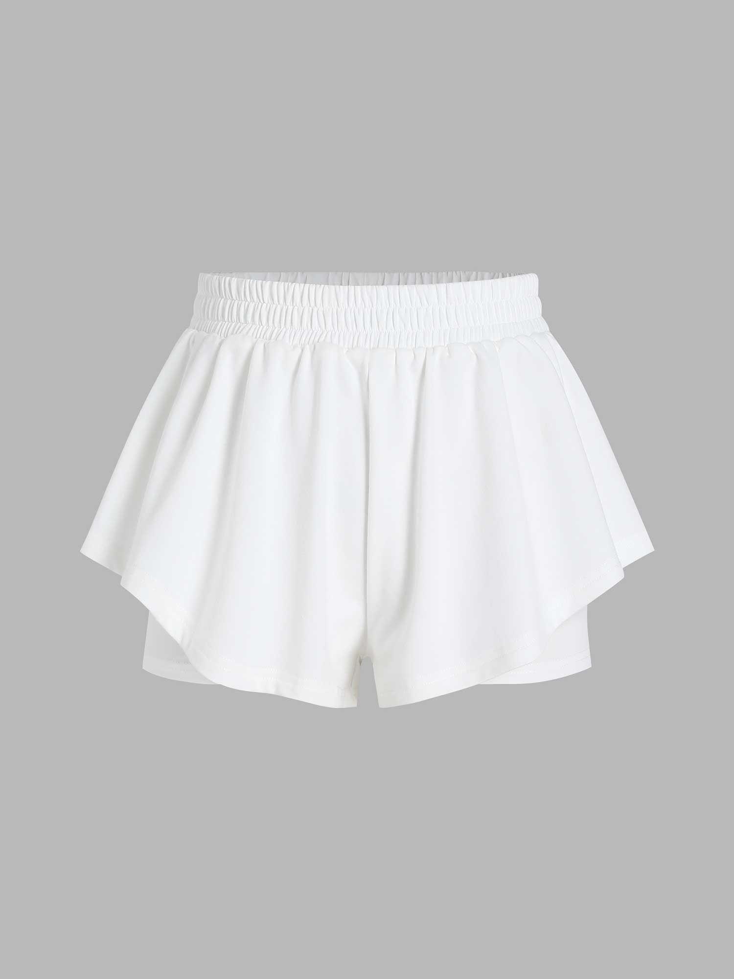 solid elastic waist mini shorts