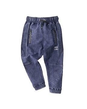 solid elasticated ankle full-length jogger