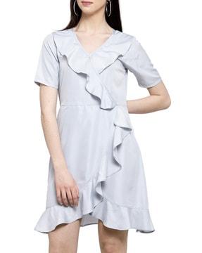 solid empire dress with ruffled panels