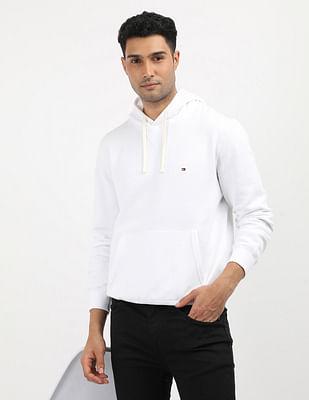 solid essential fleece hood sweatshirt