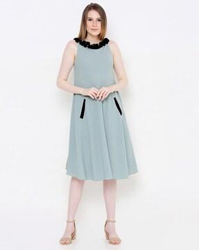 solid fit and flare dress